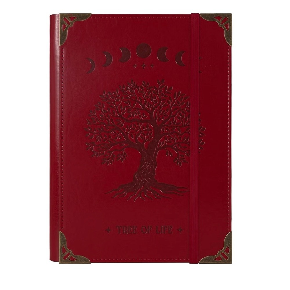 TIEFOSSI Red Tree of Life Embossed Leather Journal 6-Ring Binder NEW